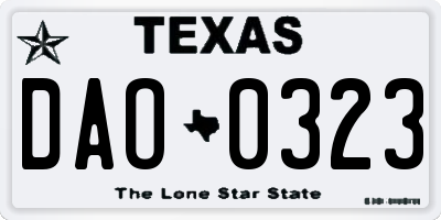 TX license plate DAO0323