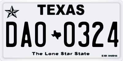 TX license plate DAO0324
