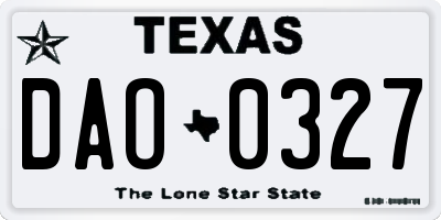 TX license plate DAO0327