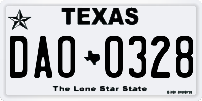 TX license plate DAO0328