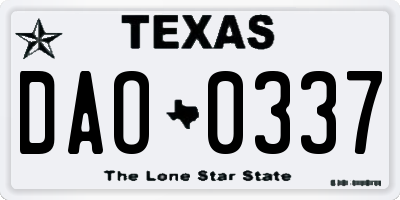 TX license plate DAO0337