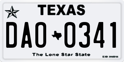 TX license plate DAO0341