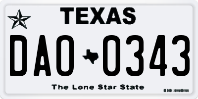 TX license plate DAO0343