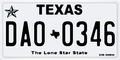 TX license plate DAO0346