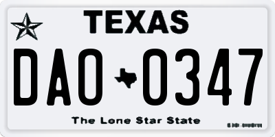 TX license plate DAO0347
