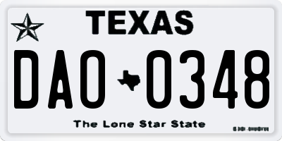 TX license plate DAO0348