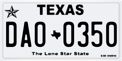 TX license plate DAO0350