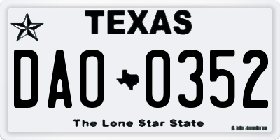 TX license plate DAO0352