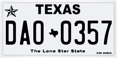 TX license plate DAO0357