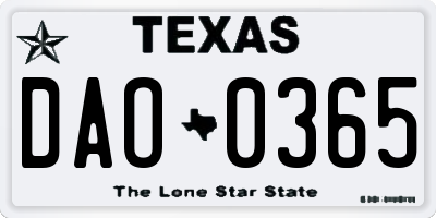 TX license plate DAO0365