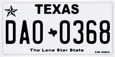 TX license plate DAO0368