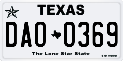 TX license plate DAO0369