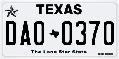 TX license plate DAO0370