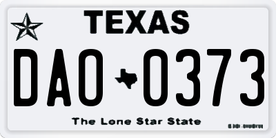 TX license plate DAO0373