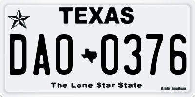 TX license plate DAO0376