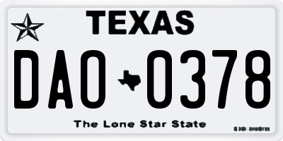 TX license plate DAO0378