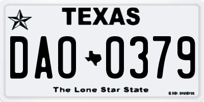 TX license plate DAO0379