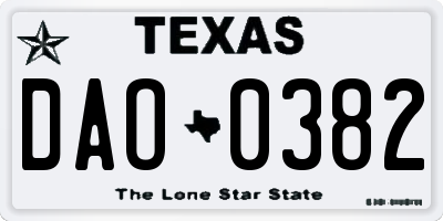 TX license plate DAO0382