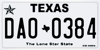 TX license plate DAO0384