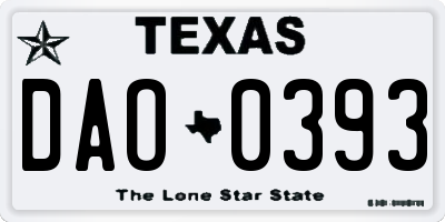 TX license plate DAO0393