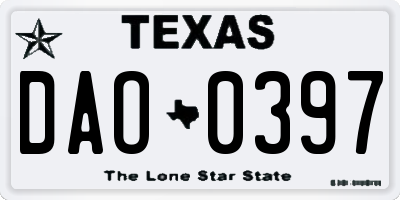 TX license plate DAO0397