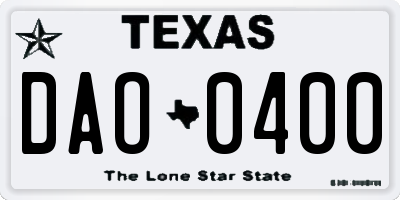 TX license plate DAO0400