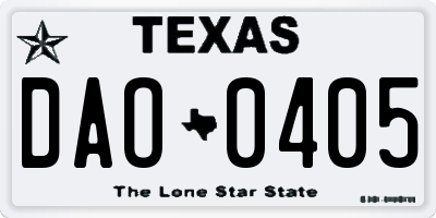 TX license plate DAO0405