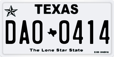 TX license plate DAO0414