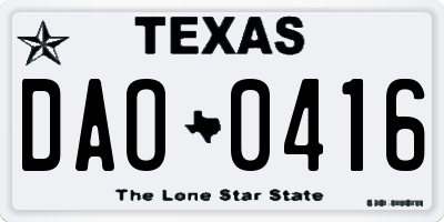 TX license plate DAO0416