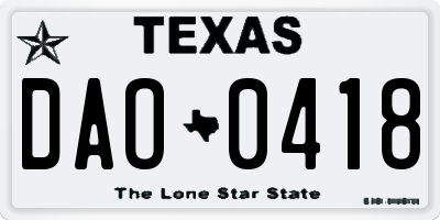 TX license plate DAO0418