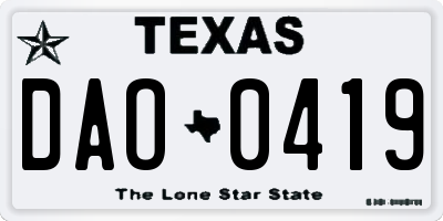 TX license plate DAO0419