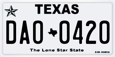 TX license plate DAO0420