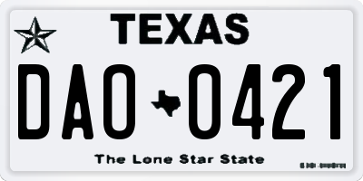 TX license plate DAO0421