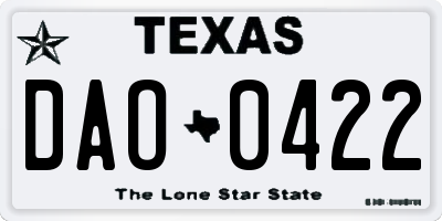 TX license plate DAO0422