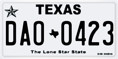 TX license plate DAO0423