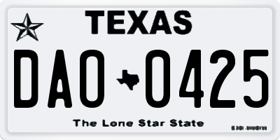 TX license plate DAO0425