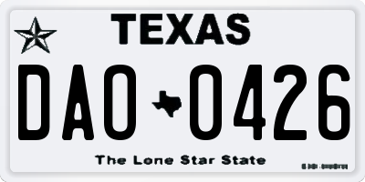 TX license plate DAO0426