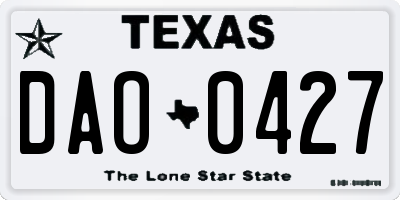 TX license plate DAO0427