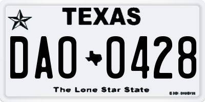 TX license plate DAO0428