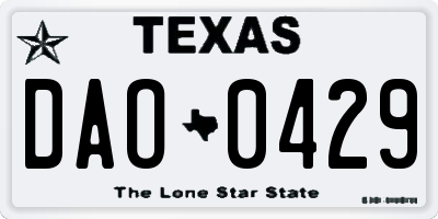 TX license plate DAO0429