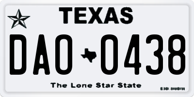 TX license plate DAO0438