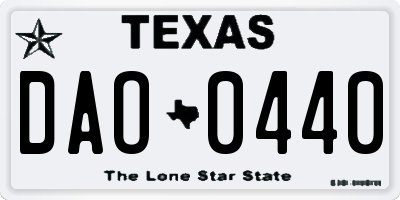 TX license plate DAO0440