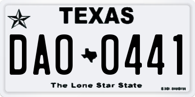 TX license plate DAO0441
