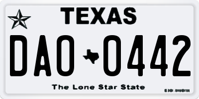TX license plate DAO0442