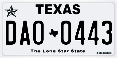 TX license plate DAO0443