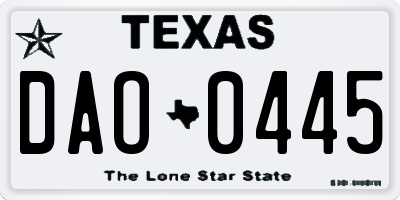 TX license plate DAO0445