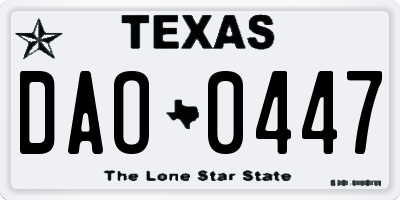 TX license plate DAO0447