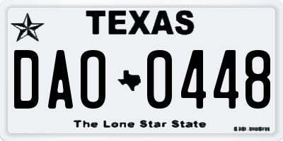 TX license plate DAO0448
