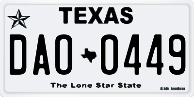 TX license plate DAO0449