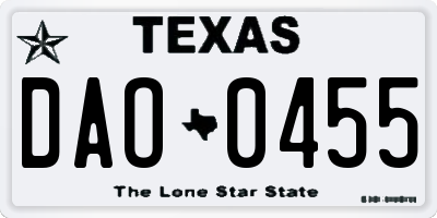 TX license plate DAO0455